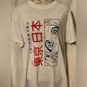 Anime Eyes Japan White L T Shirt